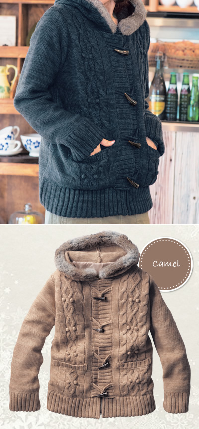 ラビットファー使いニットブルゾン